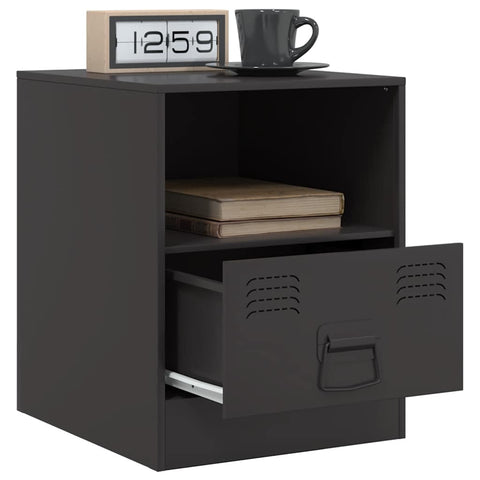 vidaXL Bedside Cabinet Black 34.5x39x44 cm Steel