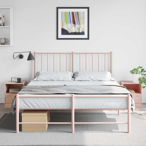 vidaXL Bedside Cabinets 2pcs Pink 34.5x39x44 cm Steel