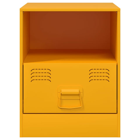 vidaXL Bedside Cabinet Mustard Yellow 34.5x39x44 cm Steel
