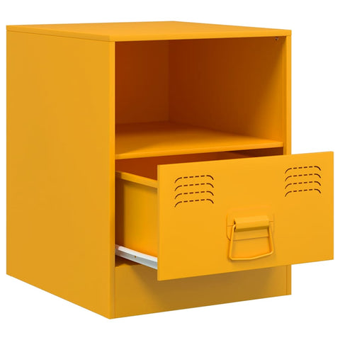 vidaXL Bedside Cabinet Mustard Yellow 34.5x39x44 cm Steel