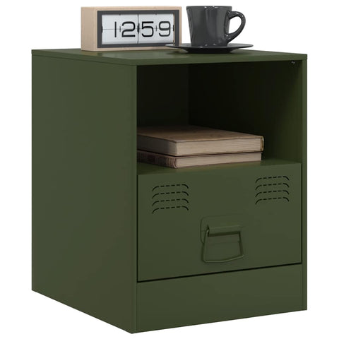 vidaXL Bedside Cabinets 2 pcs Olive Green 34.5x39x44 cm Steel