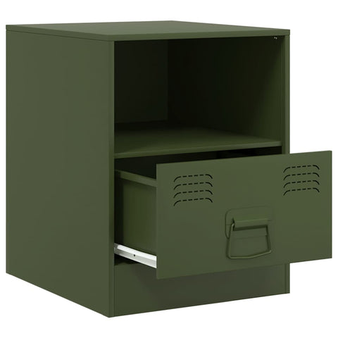 vidaXL Bedside Cabinets 2 pcs Olive Green 34.5x39x44 cm Steel