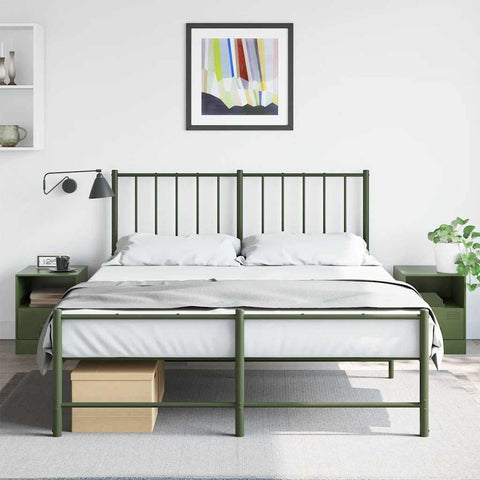 vidaXL Bedside Cabinets 2 pcs Olive Green 34.5x39x44 cm Steel