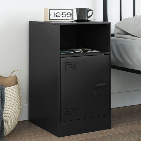 vidaXL Bedside Cabinet Black 34.5x39x62 cm Steel