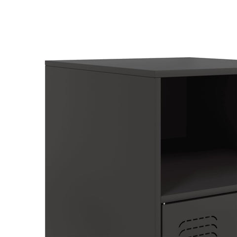 vidaXL Bedside Cabinets 2pcs Black 34.5x39x62 cm Steel