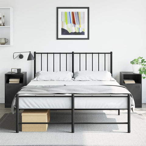vidaXL Bedside Cabinets 2pcs Black 34.5x39x62 cm Steel