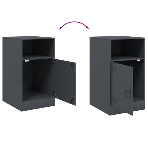 vidaXL Bedside Cabinet Anthracite 34.5x39x62 cm Steel