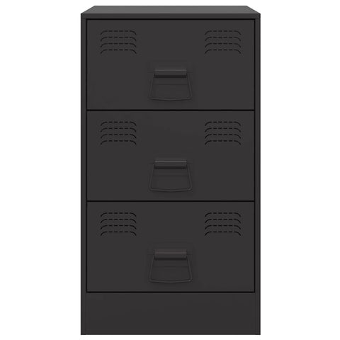 vidaXL Bedside Cabinets 2pcs Black 34.5x39x62 cm Steel