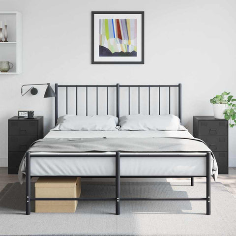 vidaXL Bedside Cabinets 2pcs Black 34.5x39x62 cm Steel