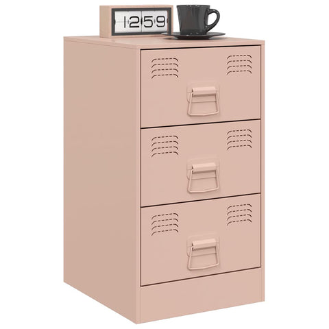 vidaXL Bedside Cabinet Pink 34.5x39x62 cm Steel