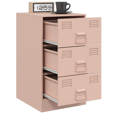 vidaXL Bedside Cabinet Pink 34.5x39x62 cm Steel