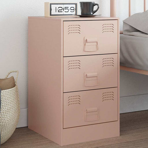 vidaXL Bedside Cabinet Pink 34.5x39x62 cm Steel