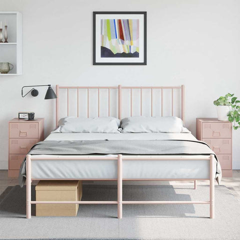 vidaXL Bedside Cabinets 2 pcs Pink 34.5x39x62 cm Steel