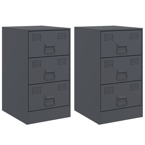 vidaXL Bedside Cabinets 2 pcs Anthracite 34.5x39x62 cm Steel