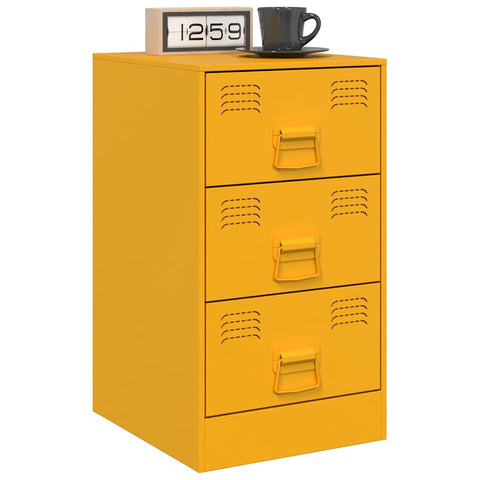 vidaXL Bedside Cabinet Mustard Yellow 34.5x39x62 cm Steel