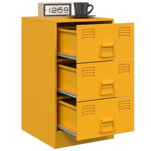 vidaXL Bedside Cabinet Mustard Yellow 34.5x39x62 cm Steel