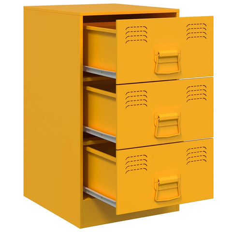 vidaXL Bedside Cabinet Mustard Yellow 34.5x39x62 cm Steel