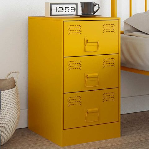 vidaXL Bedside Cabinet Mustard Yellow 34.5x39x62 cm Steel