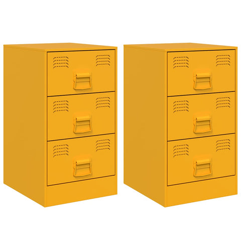 vidaXL Bedside Cabinets 2 pcs Mustard Yellow 34.5x39x62 cm Steel