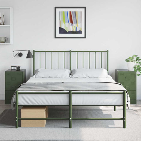 vidaXL Bedside Cabinets 2 pcs Olive Green 34.5x39x62 cm Steel