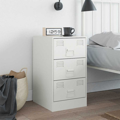 vidaXL Bedside Cabinet White 34.5x39x62 cm Steel