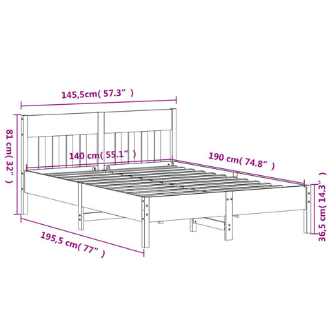vidaXL Bed Frame without Mattress White 140x190 cm Solid Wood Pine