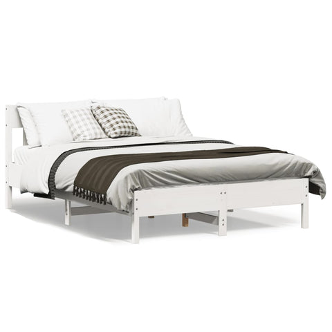 vidaXL Bed Frame without Mattress White 140x190 cm Solid Wood Pine
