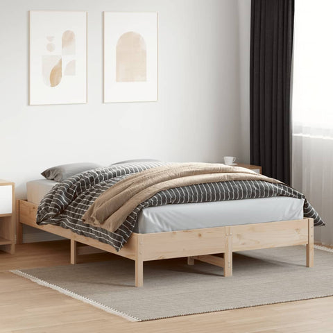 vidaXL Bed Frame without Mattress 150x200 cm King Size Solid Wood Pine