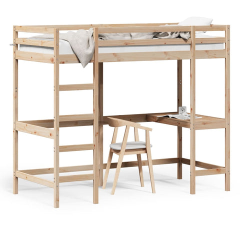 vidaXL Loft Bed without Mattress 90x200 cm Solid Wood Pine