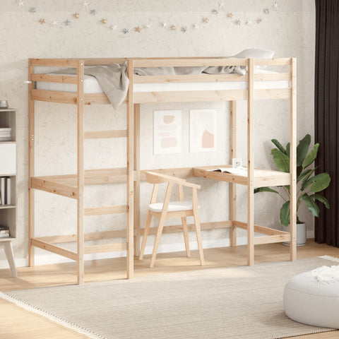 vidaXL Loft Bed without Mattress 90x200 cm Solid Wood Pine