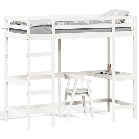 vidaXL Loft Bed without Mattress White 80x200 cm Solid Wood Pine