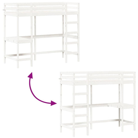 vidaXL Loft Bed without Mattress White 80x200 cm Solid Wood Pine