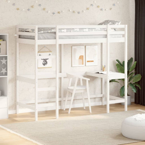 vidaXL Loft Bed without Mattress White 80x200 cm Solid Wood Pine