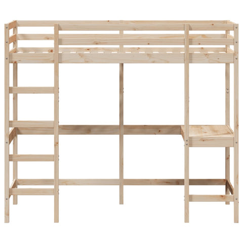 vidaXL Loft Bed without Mattress 90x190 cm Single Solid Wood Pine