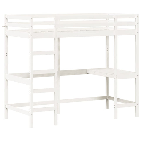 vidaXL Loft Bed without Mattress White 90x190 cm Single Solid Wood Pine