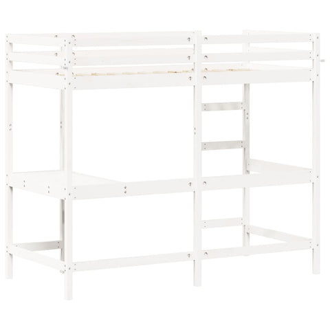 vidaXL Loft Bed without Mattress White 90x190 cm Single Solid Wood Pine