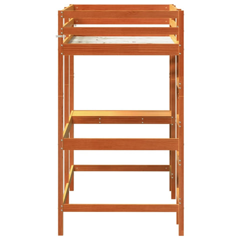 vidaXL Loft Bed without Mattress Wax Brown 90x190 cm Single Solid Wood Pine
