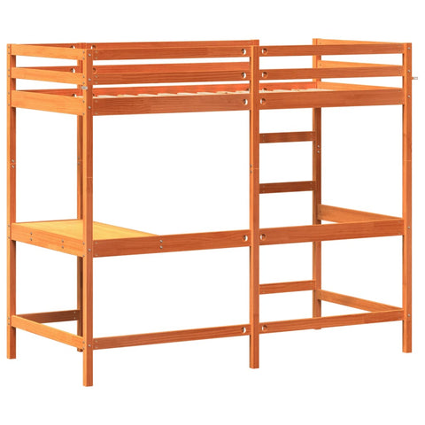 vidaXL Loft Bed without Mattress Wax Brown 90x190 cm Single Solid Wood Pine