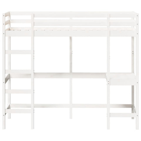 vidaXL Loft Bed without Mattress White 75x190 cm Small Single Solid Wood Pine