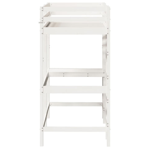 vidaXL Loft Bed without Mattress White 75x190 cm Small Single Solid Wood Pine