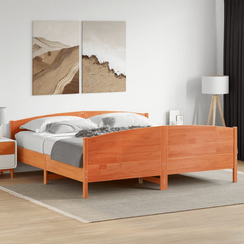 vidaXL Bed Frame without Mattress Wax Brown 200x200 cm Solid Wood Pine