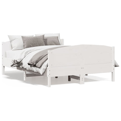 vidaXL Bed Frame without Mattress White 150x200 cm King Size Solid Wood Pine
