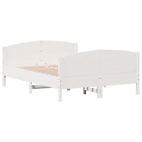vidaXL Bed Frame without Mattress White 150x200 cm King Size Solid Wood Pine