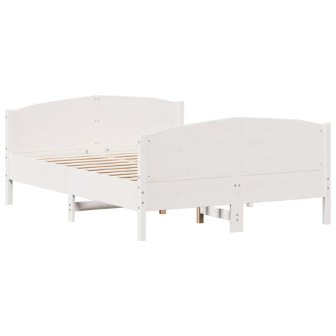 vidaXL Bed Frame without Mattress White 150x200 cm King Size Solid Wood Pine