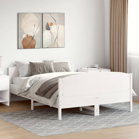 vidaXL Bed Frame without Mattress White 150x200 cm King Size Solid Wood Pine