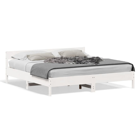 vidaXL Bed Frame without Mattress White 180x200 cm Super King Solid Wood Pine