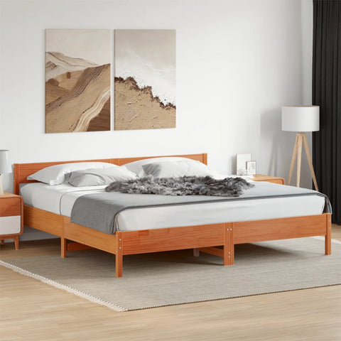 vidaXL Bed Frame without Mattress Wax Brown 180x200 cm Super King Solid Wood Pine