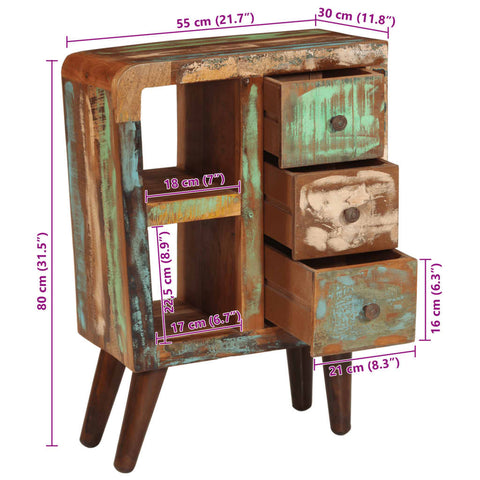 vidaXL Sideboard 55x30x80 cm Solid Wood Reclaimed