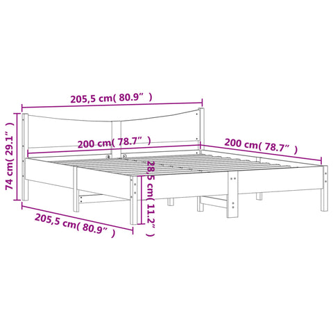 vidaXL Bed Frame without Mattress Wax Brown 200x200 cm Solid Wood Pine