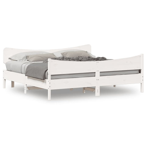 vidaXL Bed Frame without Mattress White 200x200 cm Solid Wood Pine